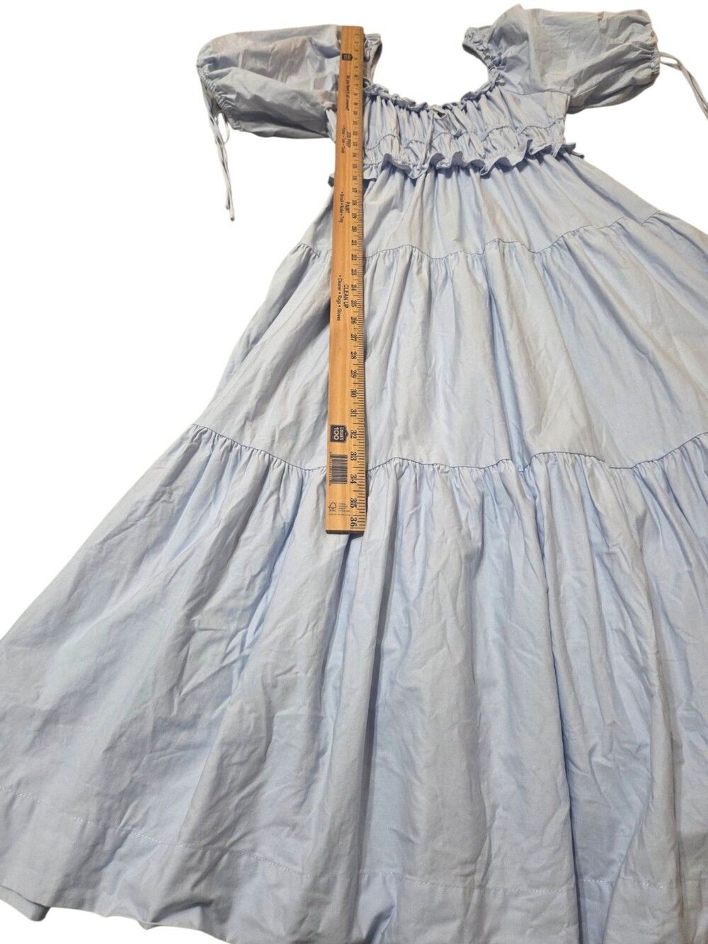 En Saison Poplin Tiered Midi Dress Puff Sleeves Cottagecore Cotton Small B25.1 - Picture 7 of 14